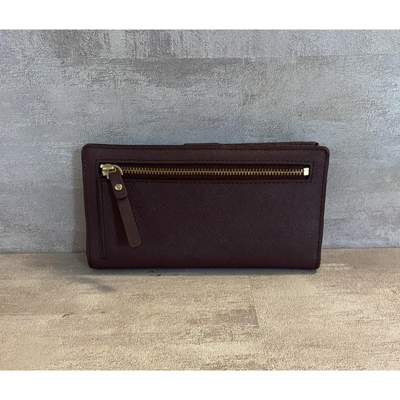 Kate Spade New York Wallet Womens Burgundy Saffiano Continental Zip Pocket - Picture 2 of 13